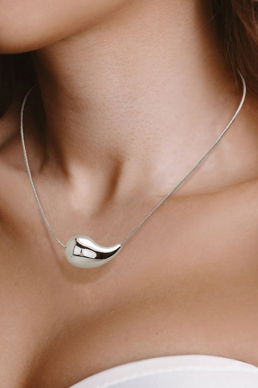 18k Gold Stainless Steel Teardrop Pendant Necklace