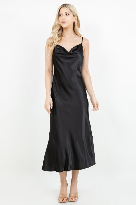 Cowl Neck Satin Drss