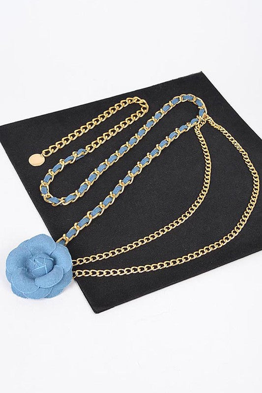Flower Metal Double Layered Chain Belt