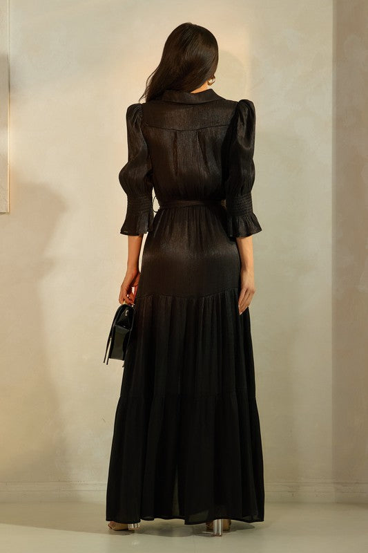 Waist Detail Half Sleeved Maxi Dress