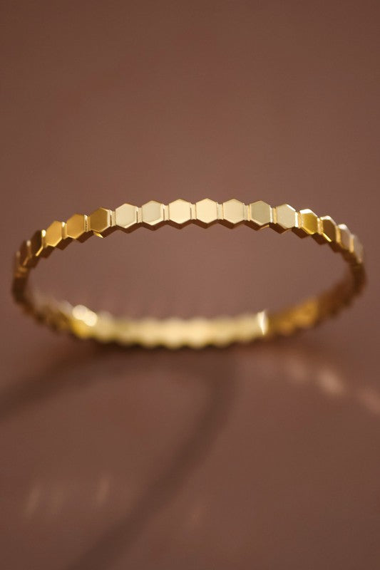 Gold Ribbed Stainless Steel Bracelet