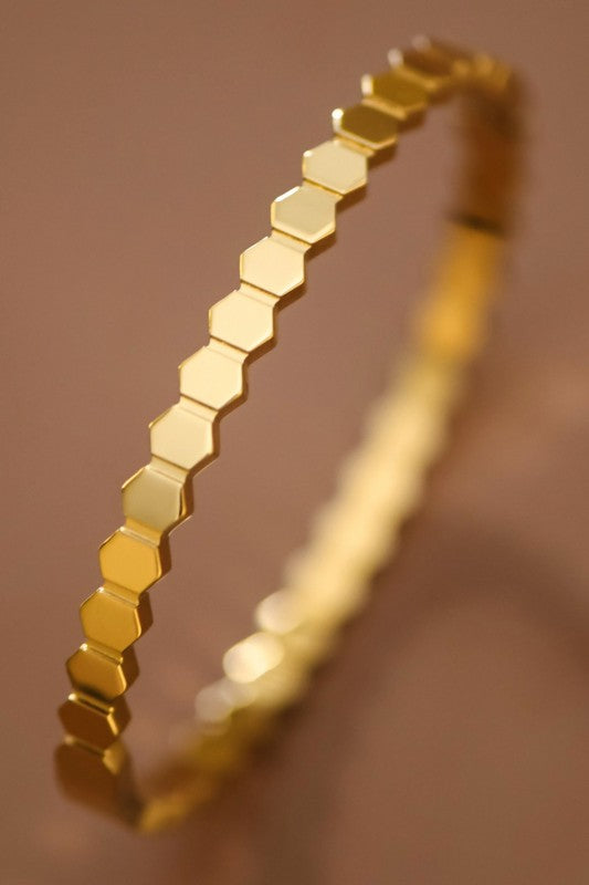 Gold Ribbed Stainless Steel Bracelet