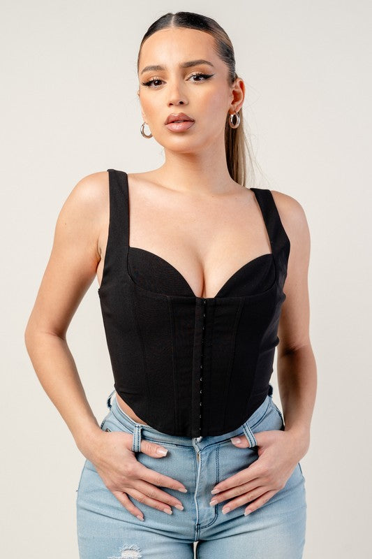 Bustier Front Hook & Eye Crop Top