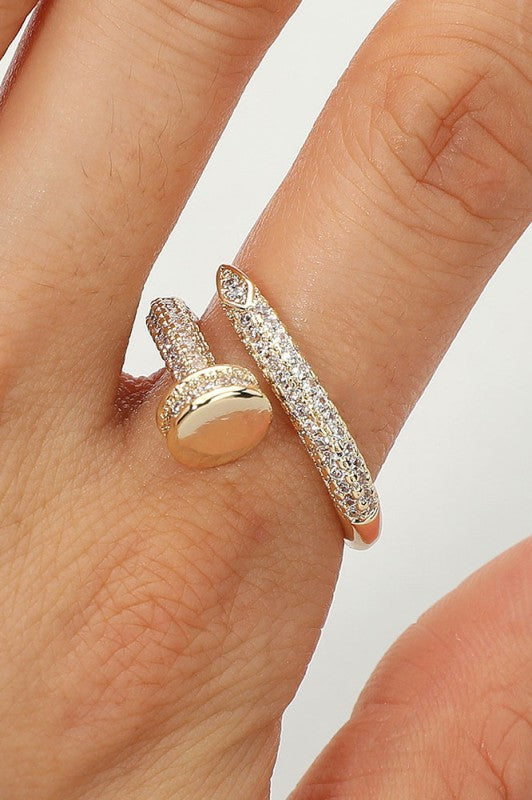 Cz Stone Paved Nail Wrap Ring