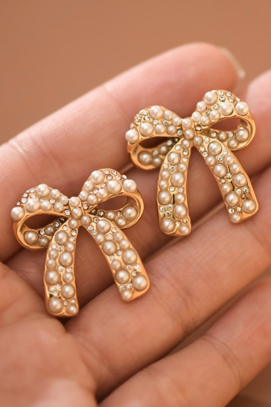 Gold Bow Stainless Steel Earrings