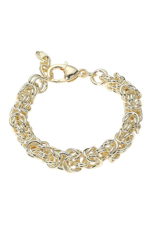 14k Gold Plated Chunky Intricate Chain Bracelet