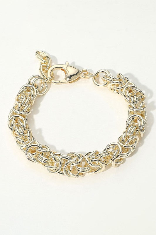 14k Gold Plated Chunky Intricate Chain Bracelet