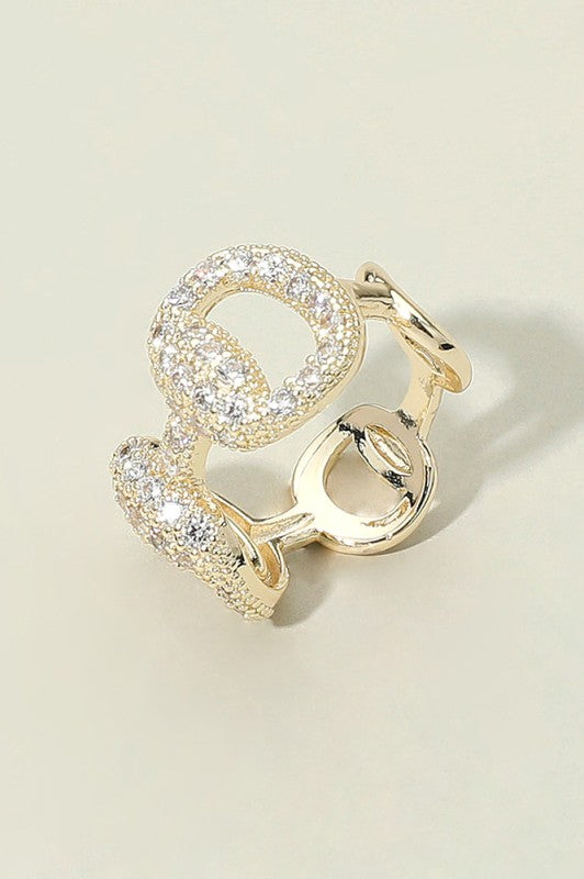 Cz Stone Paved Open Ring Band Ring