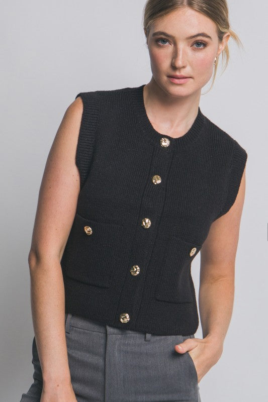 Sleeveless Knit Sweater Vest