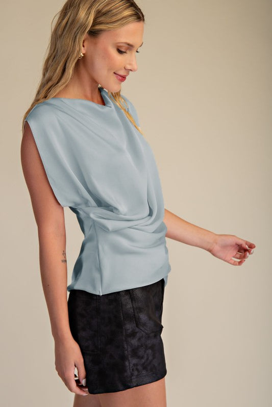 Drappy Neck Side Gathering Detail Top