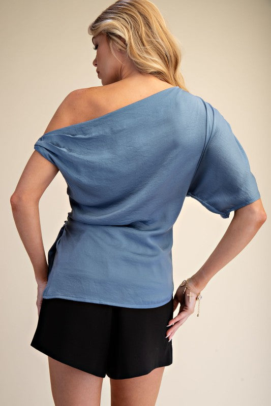 Flowy Neckline Asymmetrical Top