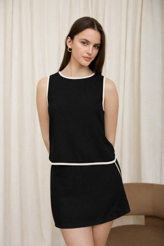 Contrast Trim Linen Set