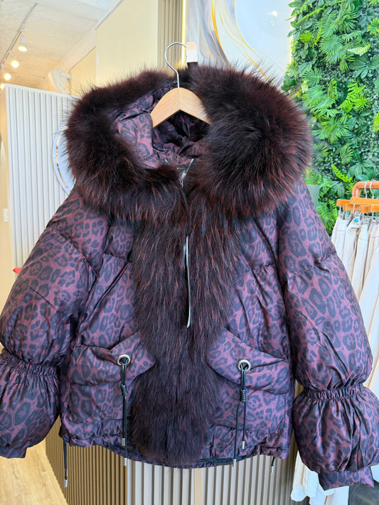Leopard Print Short Down Jacket
