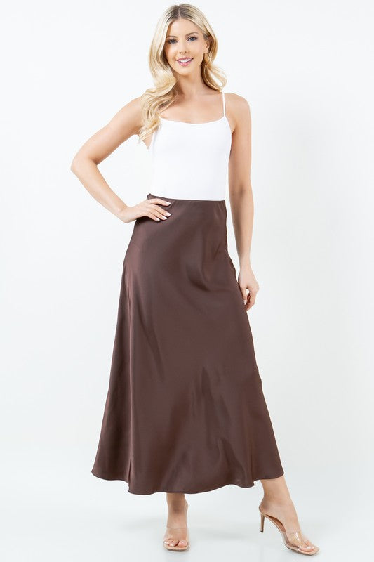 Bias Cut Satin Skirt