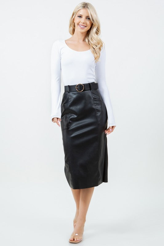 Pencil Faux Leather Skirt