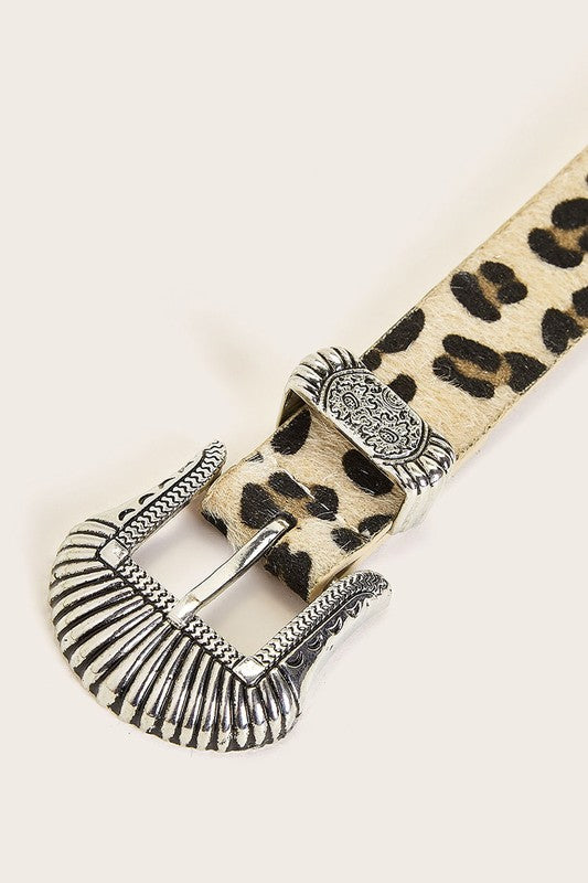 Leopard Print Western Buckle Strap