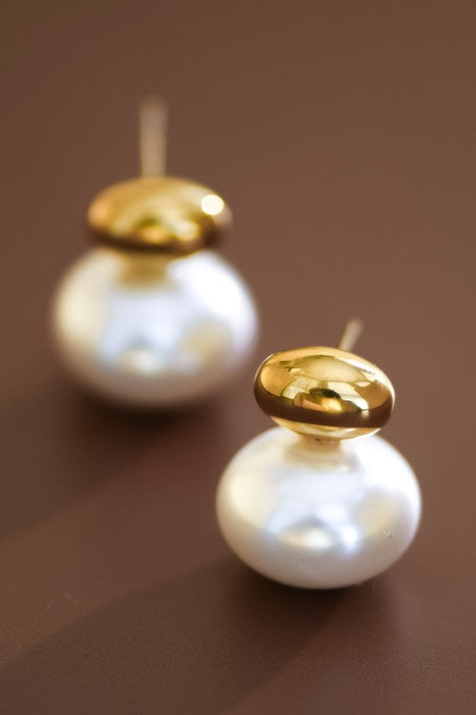 Gold Plated Waterproof Stainless Steel Pearl Earrings