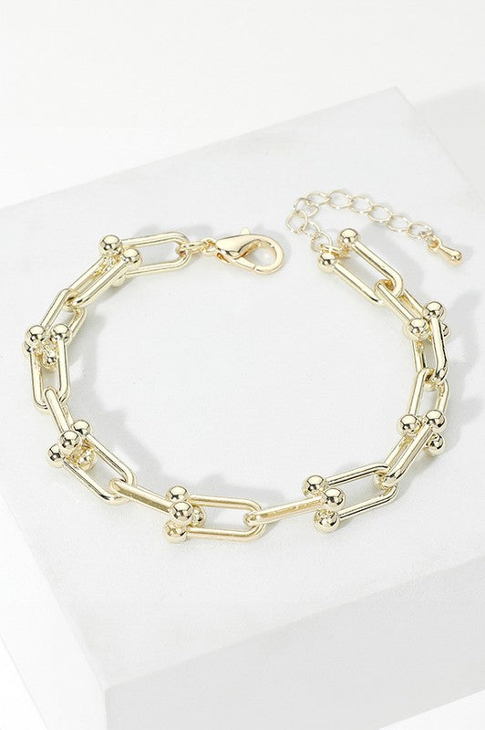 14k Gold Plated Hardware Link Chain Bracelet