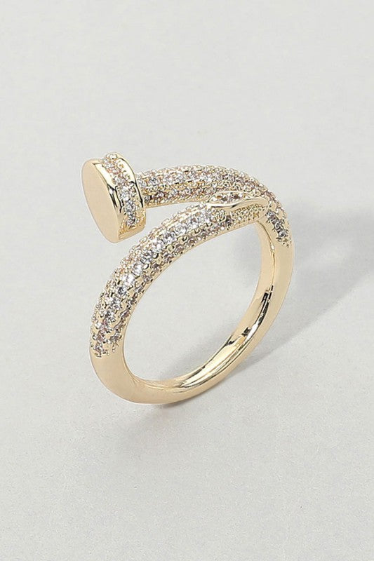 Cz Stone Paved Nail Wrap Ring