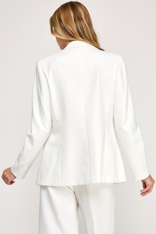 Solid Notched Lapel Detail Jacket