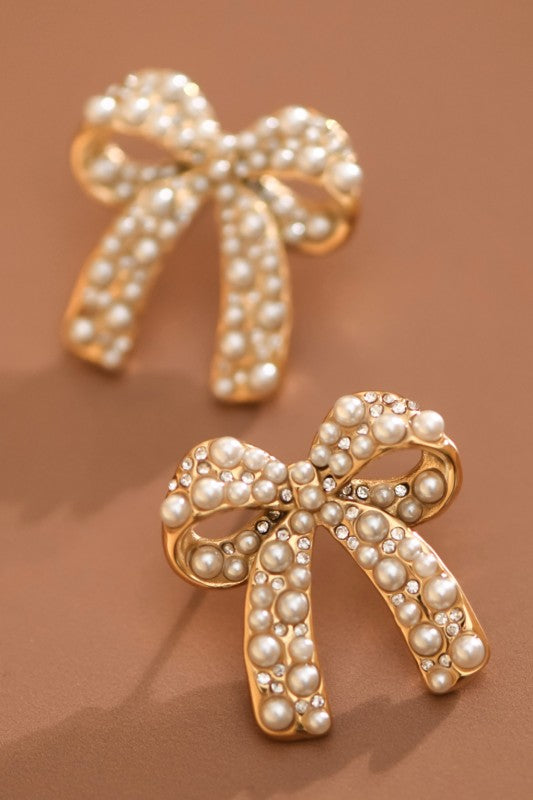Gold Bow Stainless Steel Earrings