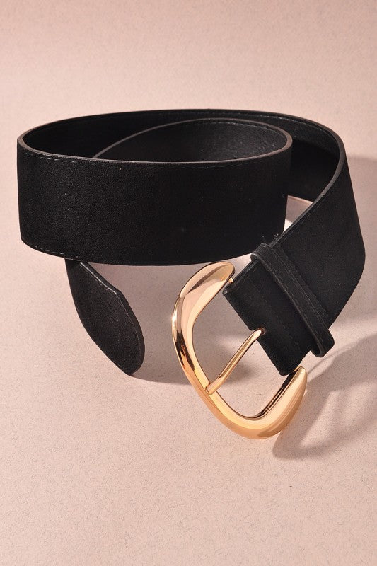 Suede Belt With Gold Buckle