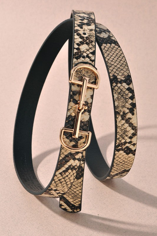 Lux D Ring Horse Bit Buckle Skinny Belt