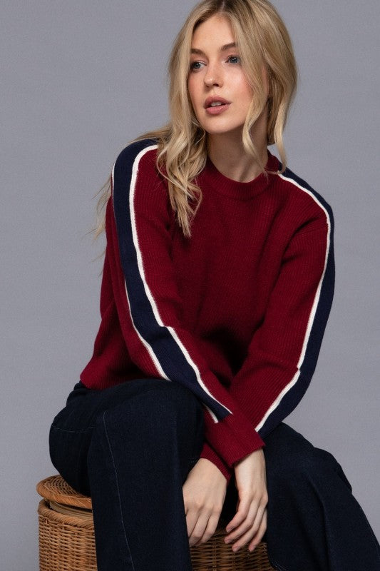 Long Sleeve Line Detail Sweater