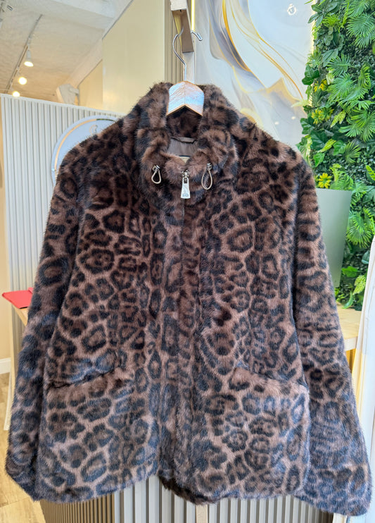 Short Mink Like Cheetah Fur Jacket