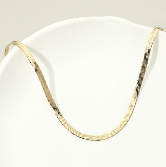 18K Gold Dipped Herringbone Chain Necklace
