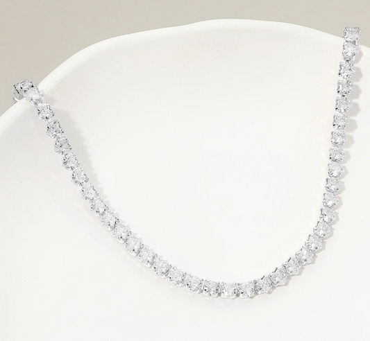 18K Gold Dipped Heart Tennis Chain Necklace